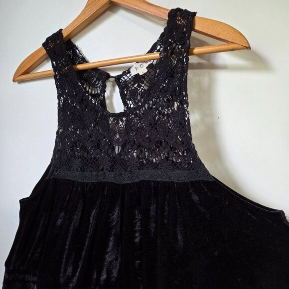 EUC LPOL BLACK VELVET AND LACE SWING STYLE TANK TOP SIZE L - Picture 7 of 16